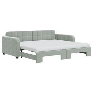 vidaXL Sof&aacute;-cama c/ gavet&atilde;o e colch&otilde;es 90x190 cm veludo cinzento-claro