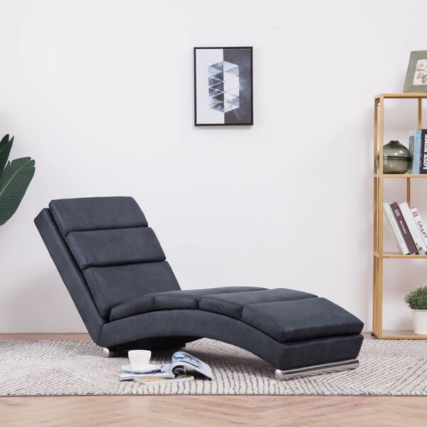 vidaXL Chaise longue camurça artificial cinzento