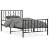 vidaXL Estrutura de cama com cabeceira e p&eacute;s 100x190 cm metal preto