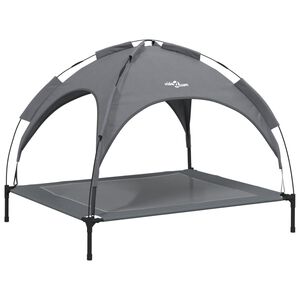 vidaXL Cama para c&atilde;es com toldo tecido oxford e a&ccedil;o antracite