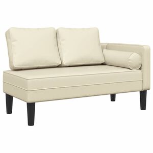 vidaXL Chaise longue com almofad&otilde;es couro artificial creme