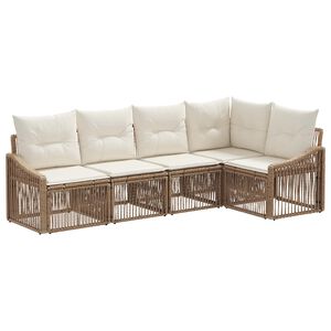 vidaXL Conjunto de Sof&aacute; de Jardim 5 unid. Bege vime PE