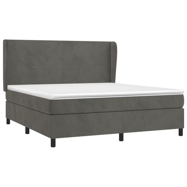 vidaXL Cama com molas/colch&atilde;o 160x200 cm veludo cinzento-escuro