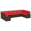 vidaXL Conjunto de Sof&aacute;s 10 unid. Castanho vime PE