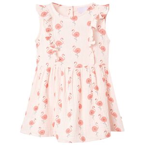 vidaXL Vestido de crian&ccedil;a com folhos rosa-suave 92