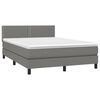 vidaXL Cama box spring c/ colch&atilde;o e LED 140x190 cm tecido cinza-escuro