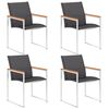 vidaXL Cadeiras de jardim 4 pcs textilene e a&ccedil;o inoxid&aacute;vel cinzento