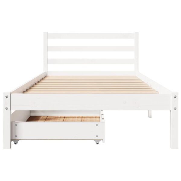vidaXL Cama sem colch&atilde;o 90x190 cm madeira de pinho maci&ccedil;a branco