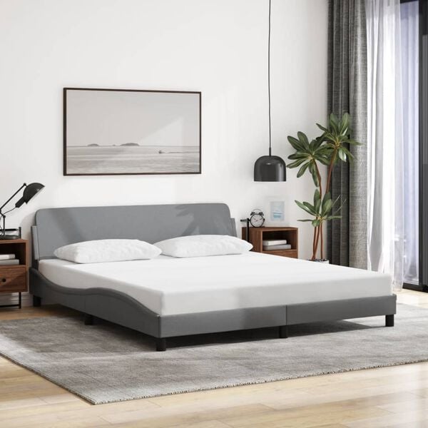 vidaXL Estrutura de cama Dover 180x200 cm tecido cinzento-claro
