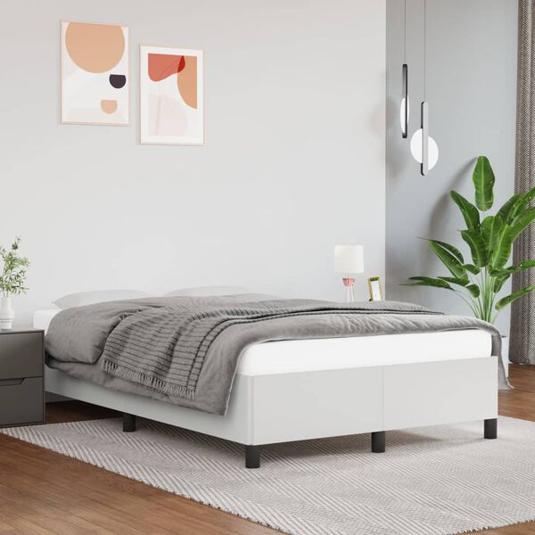 vidaXL Estrutura de cama 120x200 cm couro artificial branco
