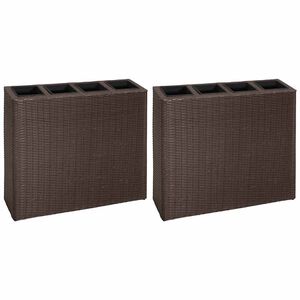 vidaXL Floreira de jardim com 4 vasos 2 pcs vime PE castanho