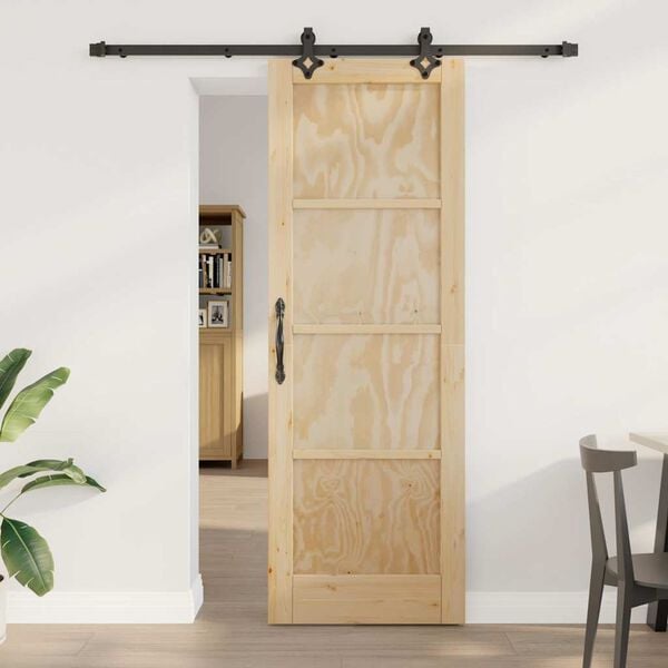 vidaXL Porta Deslizante Natural e Preto 73,5 x 211 cm