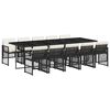 vidaXL 11 pcs conjunto de jantar p/ jardim c/ almofad&otilde;es vime PE preto