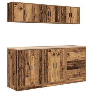 vidaXL Arm&aacute;rios de garagem 6 pcs derivados de madeira madeira velha