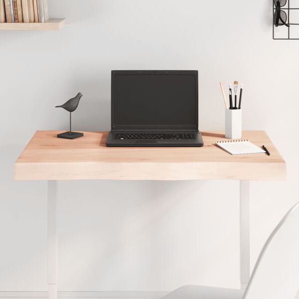 vidaXL Tampo de mesa c/ bordas vivas carvalho maci&ccedil;o n&atilde;o tratado