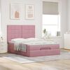 vidaXL Estrutura de cama otomana com colchões 140x190 cm veludo rosa
