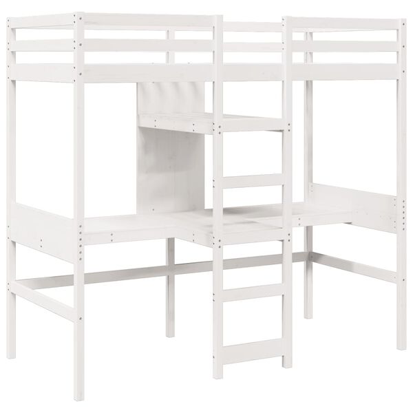 vidaXL Cama alta sem colchão 80x200 cm pinho maciço branco