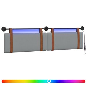 vidaXL Cabeceira suspensa Com luz LED Cinzento-claro PU Antigo