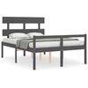 vidaXL Cama de casal para idosos com cabeceira madeira maci&ccedil;a cinzento