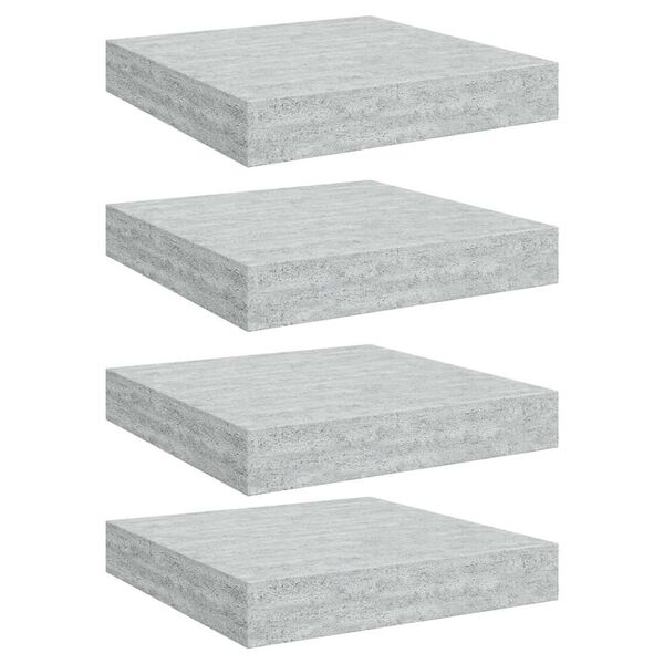 vidaXL Prateleiras de parede 4 pcs 23x23,5x3,8cm MDF cinzento-cimento