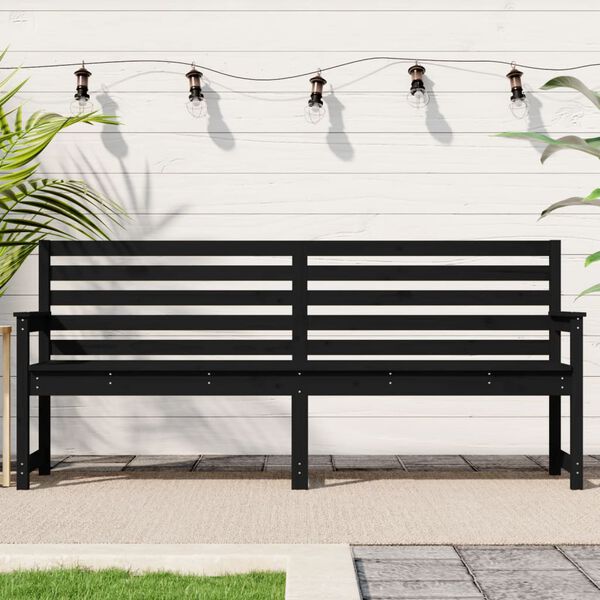 vidaXL Banco de jardim 203,5x48x91,5 cm madeira de pinho maci&ccedil;a preto