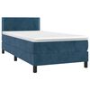 vidaXL Cama box spring c/ colch&atilde;o/LED 90x190 cm veludo azul-escuro