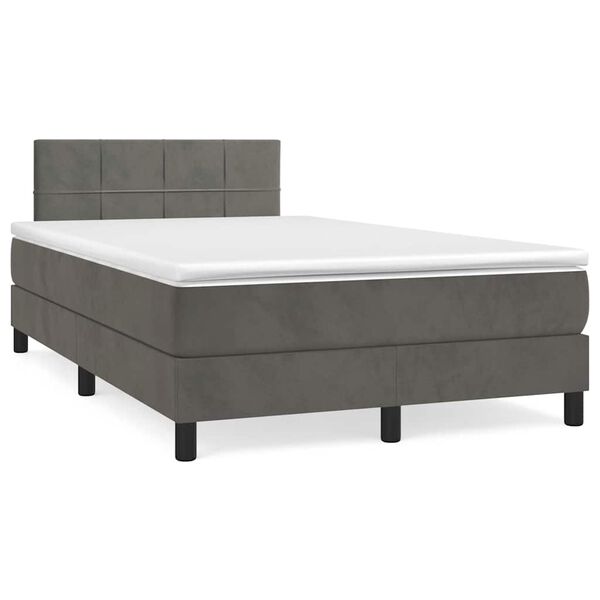 vidaXL Cama box spring colch&atilde;o LED 120x190cm couro artif. cinza-escuro