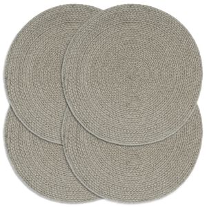 vidaXL Individuais de mesa 4 pcs algod&atilde;o liso 38 cm redondo cinzento