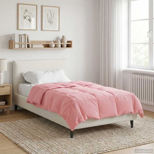 vidaXL Duvet de Ano Inteiro Colchonete Rosa 135 x 200 cm Microfibra