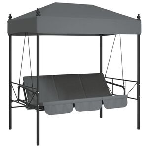 vidaXL Banco baloi&ccedil;o para jardim com toldo a&ccedil;o&nbsp;cinzento-escuro