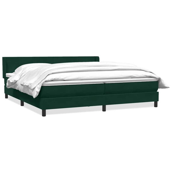 vidaXL Cama com molas/colch&atilde;o 180x220 cm veludo verde-escuro