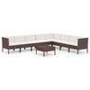 vidaXL 9 pcs conjunto lounge jardim c/ almofad&otilde;es vime PE castanho