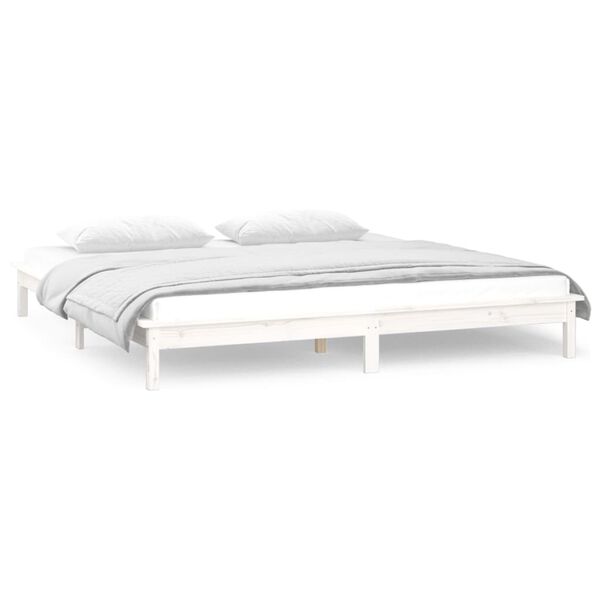 vidaXL Estrutura cama king size c/ luzes LED 150x200cm madeira maci&ccedil;a