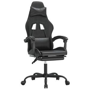 vidaXL Cadeira gaming c/ apoio p&eacute;s couro artificial preto