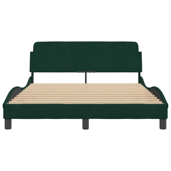 vidaXL Estrutura de cama Dover 140x190 cm veludo verde-escuro