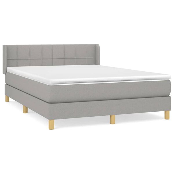 vidaXL Cama com molas/colch&atilde;o 140x190 cm tecido cinzento-claro
