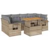 vidaXL 7 pcs conjunto de sof&aacute;s p/ jardim com almofad&otilde;es vime PE bege