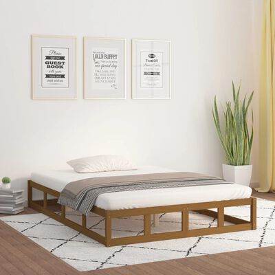 vidaXL Estrutura de cama 200x200 cm madeira maciça castanho mel