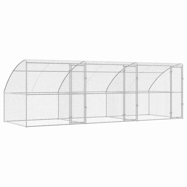 vidaXL Canil de Cachorro 3 pcs Prateado 6 x 2 x 2 m A&ccedil;o galvanizado