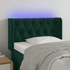 vidaXL Cabeceira cama c/ luzes LED veludo 83x16x78/88 cm verde-escuro