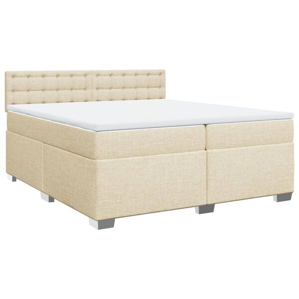 vidaXL Cama com molas/colch&atilde;o 200x200 cm tecido cor creme