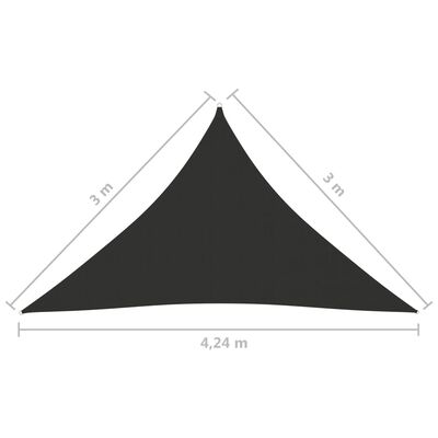 vidaXL Para-sol est. vela tecido oxford triangular 3x3x4,24m antracite