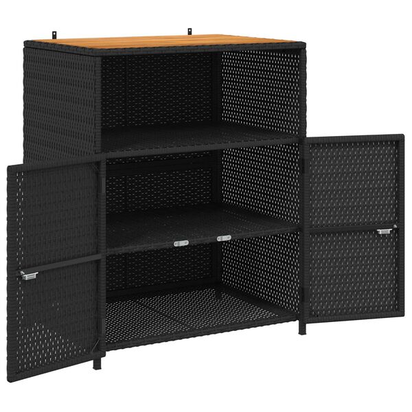 vidaXL Arm&aacute;rio com porta Preto 70 x 50 x 87 cm Poli&eacute;ster e Rattan Roly