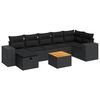 vidaXL 8 pcs conjunto sof&aacute;s de jardim com almofad&otilde;es vime PE preto