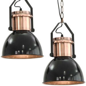 vidaXL Candeeiros de teto 2 pcs redondo E27 preto