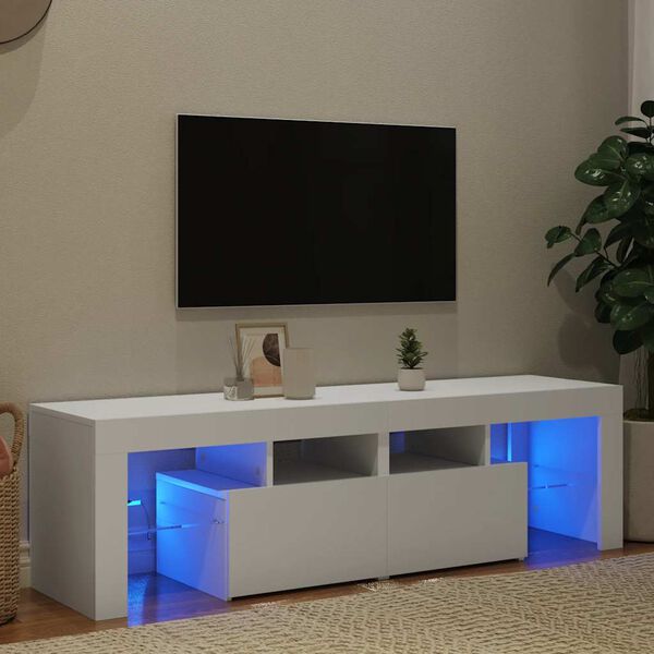 vidaXL Móvel de TV com luzes LED 140x36,5x40 cm branco