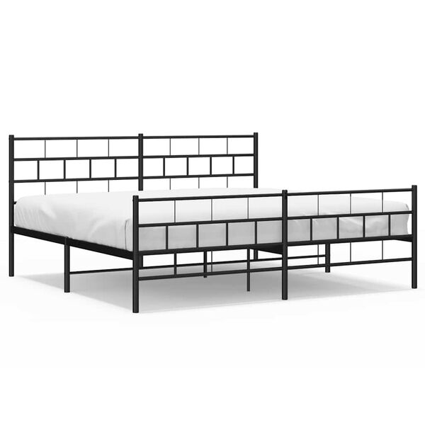 vidaXL Estrutura de cama com cabeceira e pés 193x203 cm metal preto