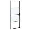 vidaXL Porta de chuveiro meio vidro fosco temperado 81x195 cm preto