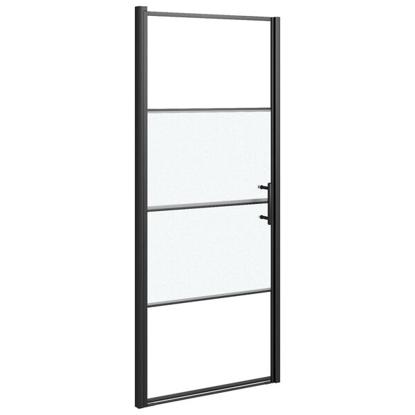vidaXL Porta de chuveiro meio vidro fosco temperado 81x195 cm preto