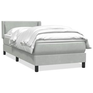 vidaXL Cama com molas/colch&atilde;o cinzento-claro 80x210 cm veludo